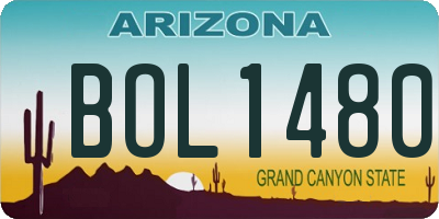 AZ license plate BOL1480