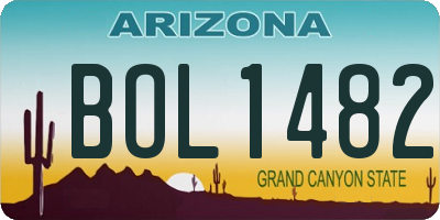 AZ license plate BOL1482