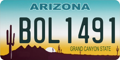 AZ license plate BOL1491