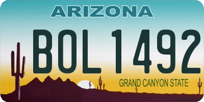 AZ license plate BOL1492