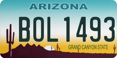 AZ license plate BOL1493