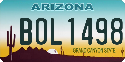 AZ license plate BOL1498