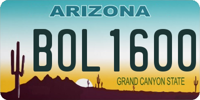 AZ license plate BOL1600