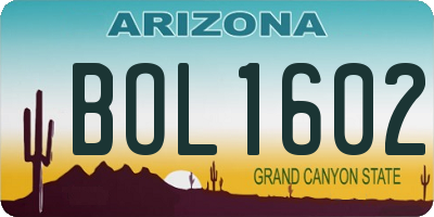 AZ license plate BOL1602