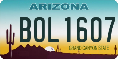 AZ license plate BOL1607