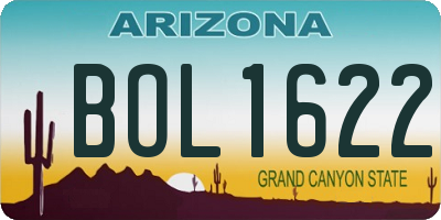 AZ license plate BOL1622
