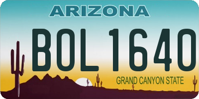 AZ license plate BOL1640