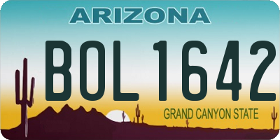 AZ license plate BOL1642
