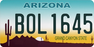 AZ license plate BOL1645