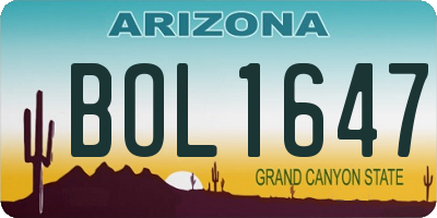 AZ license plate BOL1647
