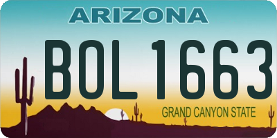 AZ license plate BOL1663