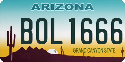 AZ license plate BOL1666