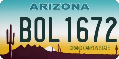 AZ license plate BOL1672