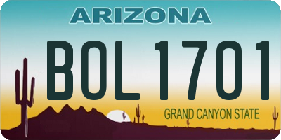 AZ license plate BOL1701