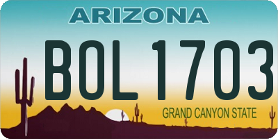 AZ license plate BOL1703