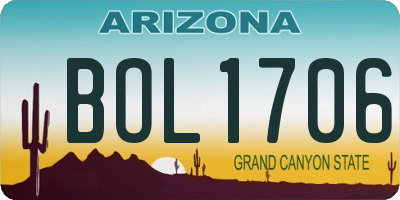 AZ license plate BOL1706