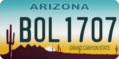 AZ license plate BOL1707