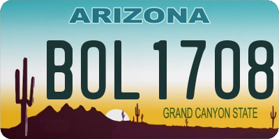 AZ license plate BOL1708