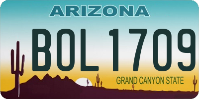 AZ license plate BOL1709