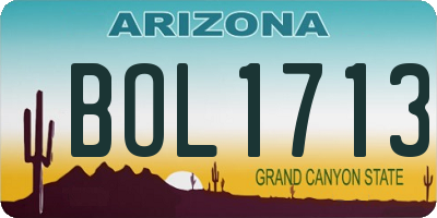 AZ license plate BOL1713