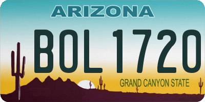 AZ license plate BOL1720