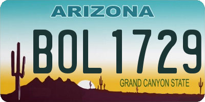 AZ license plate BOL1729