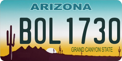 AZ license plate BOL1730
