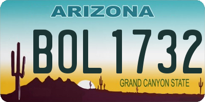 AZ license plate BOL1732