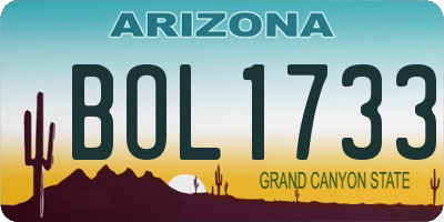 AZ license plate BOL1733