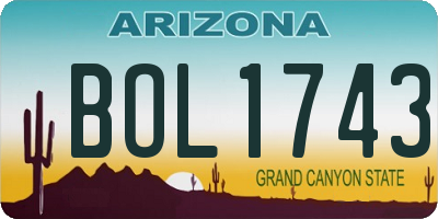 AZ license plate BOL1743