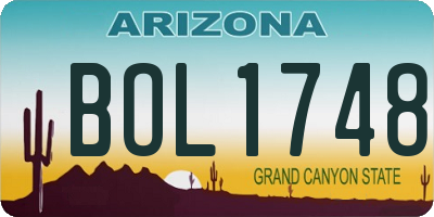 AZ license plate BOL1748