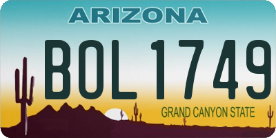 AZ license plate BOL1749