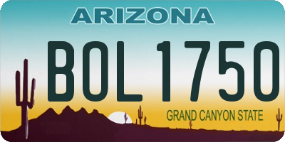 AZ license plate BOL1750
