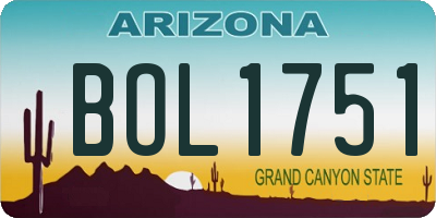 AZ license plate BOL1751