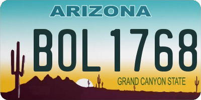 AZ license plate BOL1768