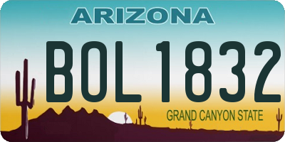 AZ license plate BOL1832