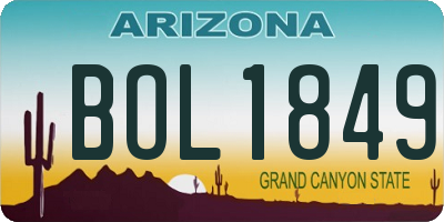 AZ license plate BOL1849