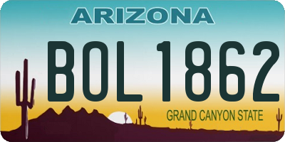AZ license plate BOL1862
