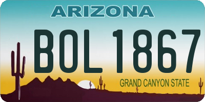 AZ license plate BOL1867