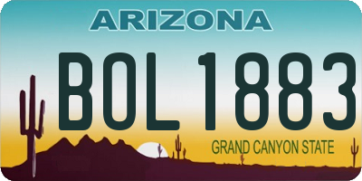 AZ license plate BOL1883