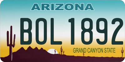 AZ license plate BOL1892