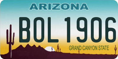 AZ license plate BOL1906
