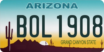 AZ license plate BOL1908