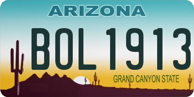 AZ license plate BOL1913