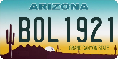 AZ license plate BOL1921