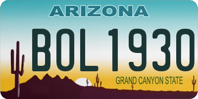 AZ license plate BOL1930