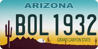 AZ license plate BOL1932