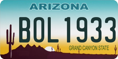 AZ license plate BOL1933