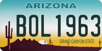 AZ license plate BOL1963
