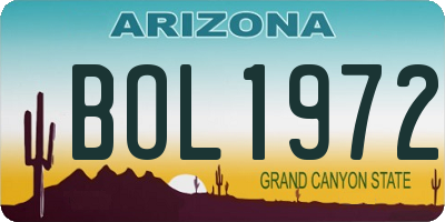 AZ license plate BOL1972